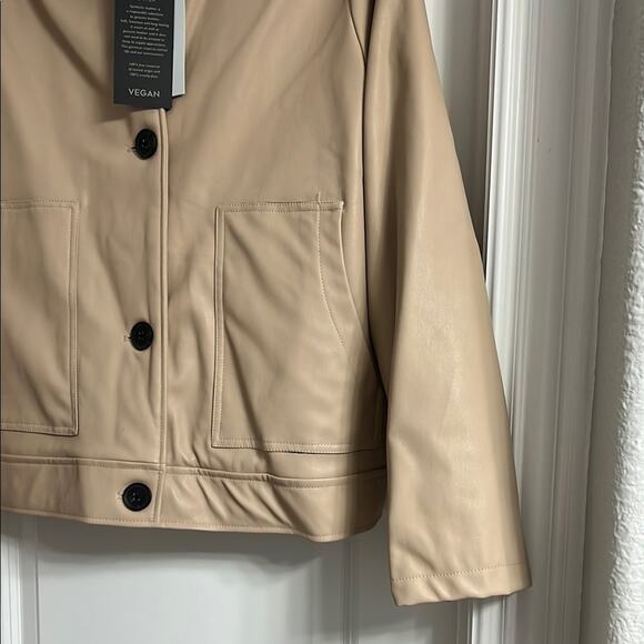 NVLT Tan Vegan Leather Jacket Cropped Classic | Size M - Picture 8 of 9